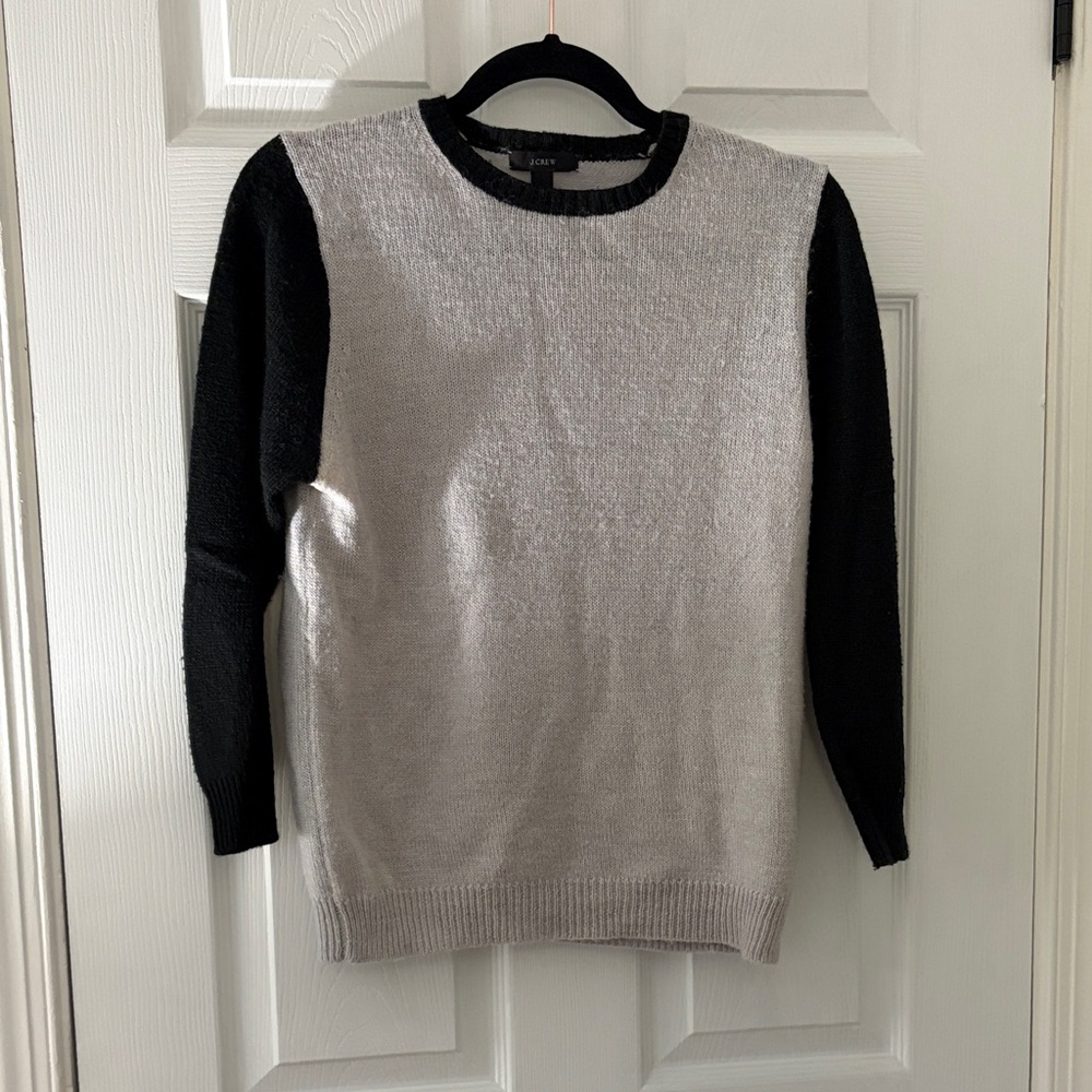 J. Crew Two-Tone Crewneck Sweater in Light Gray and Black